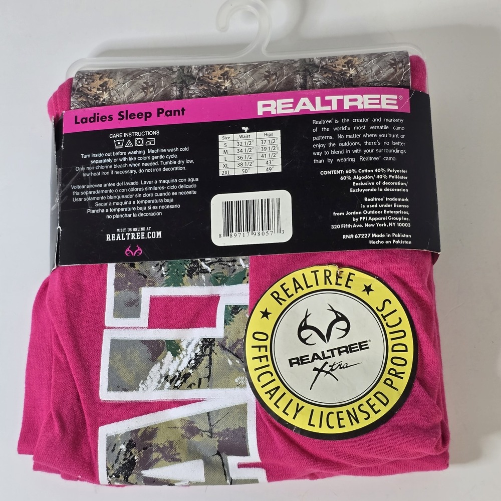 Realtree‎ Sleep Pants Med Women Hot Pink Camo PJ Drawstring Relax Fit Loungewear